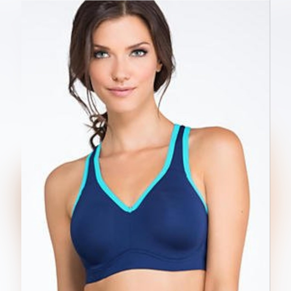 Natori Yoga Sports Bra Blue Blue Jewel High Impact Racerback Size 32D